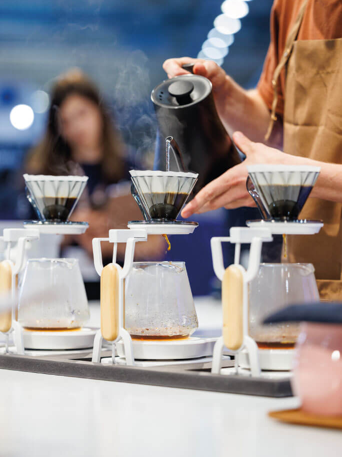 preparation de trois flower dripper en parallele
